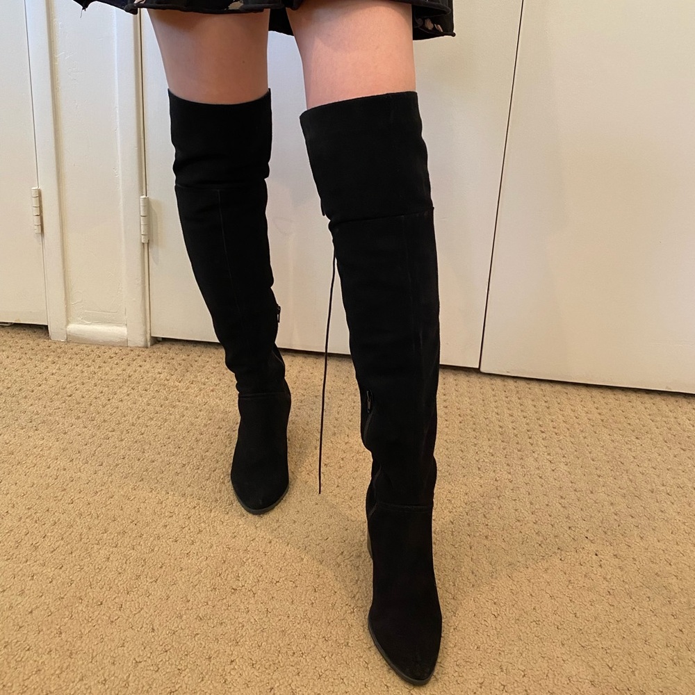 ALDO Black Thigh High Suede Boots